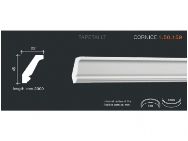 Poliuretaniniai lubų apvadai 1.50.159 , ilgis 2m