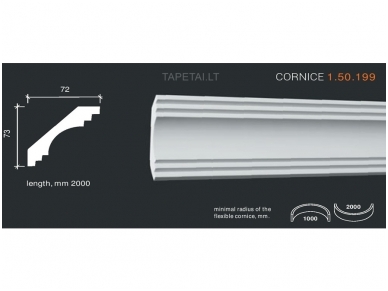 Poliuretaniniai lubų apvadai 1.50.199 , ilgis 2m Poliuretaniniai lubų apvadai 1.50.199 , ilgis 2m