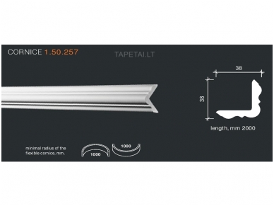 Poliuretaniniai lubų apvadai 1.50.257 , ilgis 2m Poliuretaniniai lubų apvadai 1.50.257 , ilgis 2m