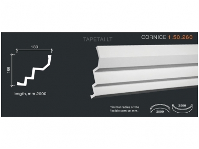 Poliuretaniniai lubų apvadai 1.50.260 , ilgis 2m