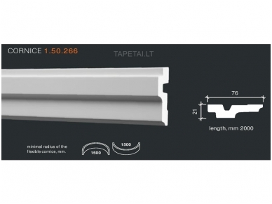 Poliuretaniniai lubų apvadai 1.50.266 , ilgis 2m Poliuretaniniai lubų apvadai 1.50.266 , ilgis 2m