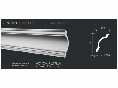 Poliuretaniniai lubų apvadai 1.50.117 , ilgis 2m