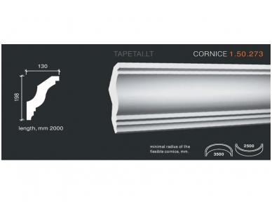 Poliuretaniniai lubų apvadai 1.50.273 , ilgis 2m