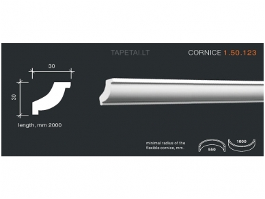 Poliuretaniniai lubų apvadai 1.50.123 , ilgis 2m