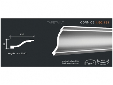 Poliuretaniniai lubų apvadai 1.50.131 , ilgis 2m Poliuretaniniai lubų apvadai 1.50.131 , ilgis 2m