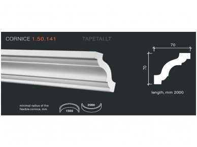 Poliuretaniniai lubų apvadai 1.50.141 , ilgis 2m