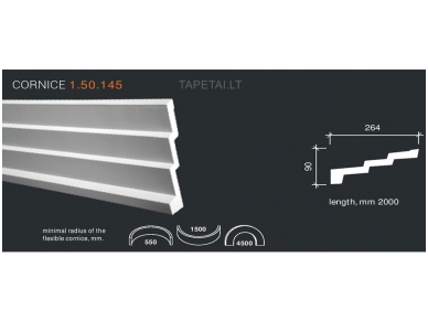 Poliuretaniniai lubų apvadai 1.50.145 , ilgis 2m