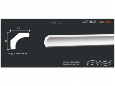 Poliuretaniniai lubų apvadai 1.50.154 , ilgis 2m Poliuretaniniai lubų apvadai 1.50.154 , ilgis 2m