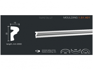 Poliuretaniniai moldingai 1.51.401 , ilgis 2m Poliuretaniniai moldingai 1.51.401 , ilgis 2m