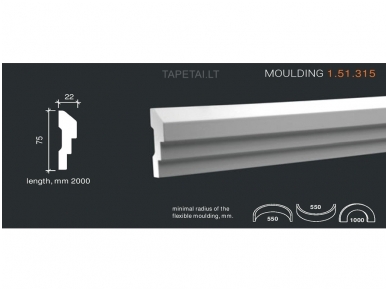 Poliuretaniniai moldingai 1.51.315 , ilgis 2m Poliuretaniniai moldingai 1.51.315 , ilgis 2m