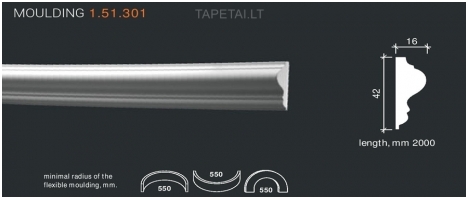 Poliuretaniniai moldingai 1.51.301 , ilgis 2m