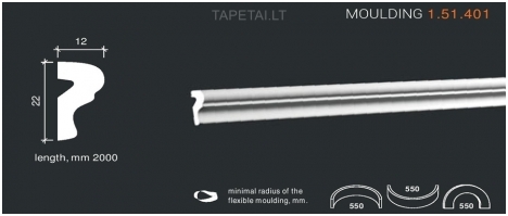 Poliuretaniniai moldingai 1.51.401 , ilgis 2m