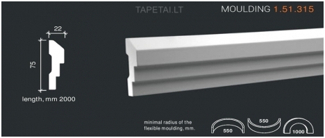 Poliuretaniniai moldingai 1.51.315 , ilgis 2m