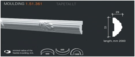 Poliuretaniniai moldingai 1.51.361 , ilgis 2m
