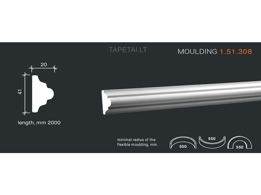 Poliuretaniniai moldingai 1.51.308 , ilgis 2m