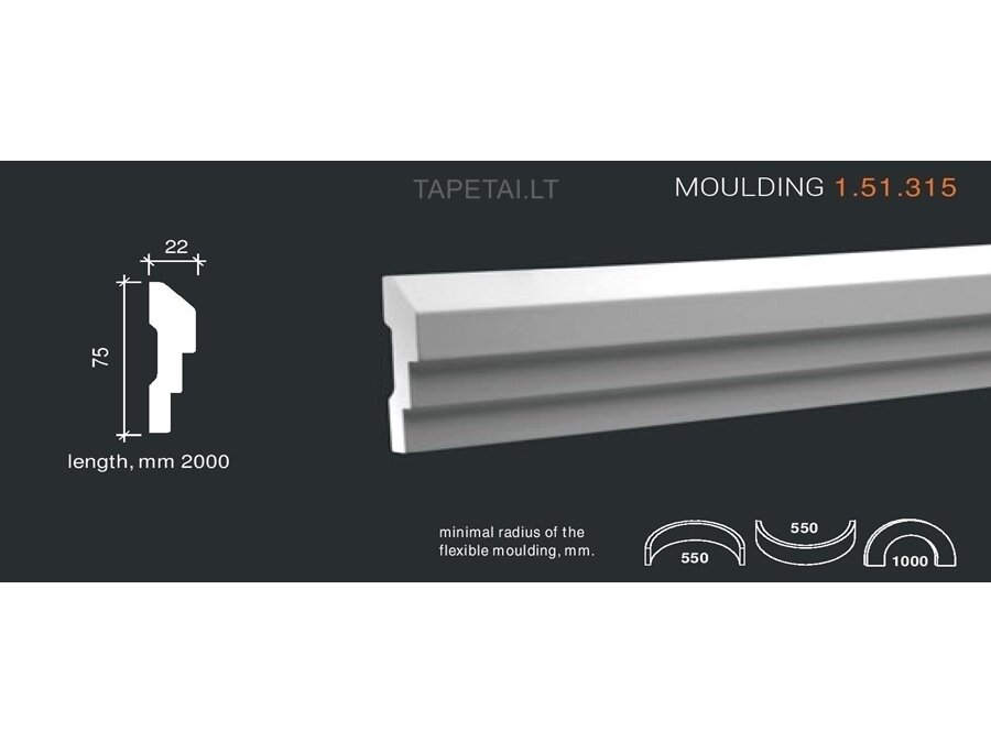 Poliuretaniniai moldingai 1.51.315 , ilgis 2m