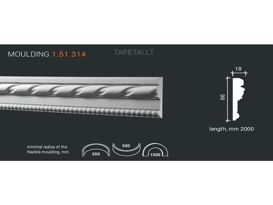 Poliuretaniniai moldingai 1.51.314 , ilgis 2m