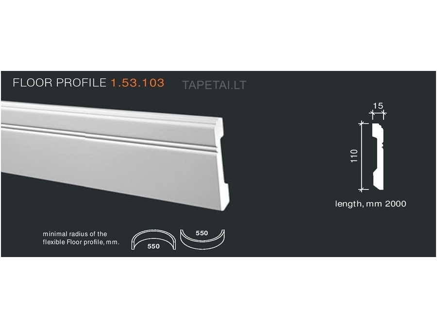 Poliuretaninės grindjuostės 1.53.103, ilgis 2m Poliuretaninės grindjuostės 1.53.103, ilgis 2m